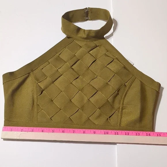 Forever 21 Crop Top  Sleeveless Olive Green size Large - Picture 7 of 8